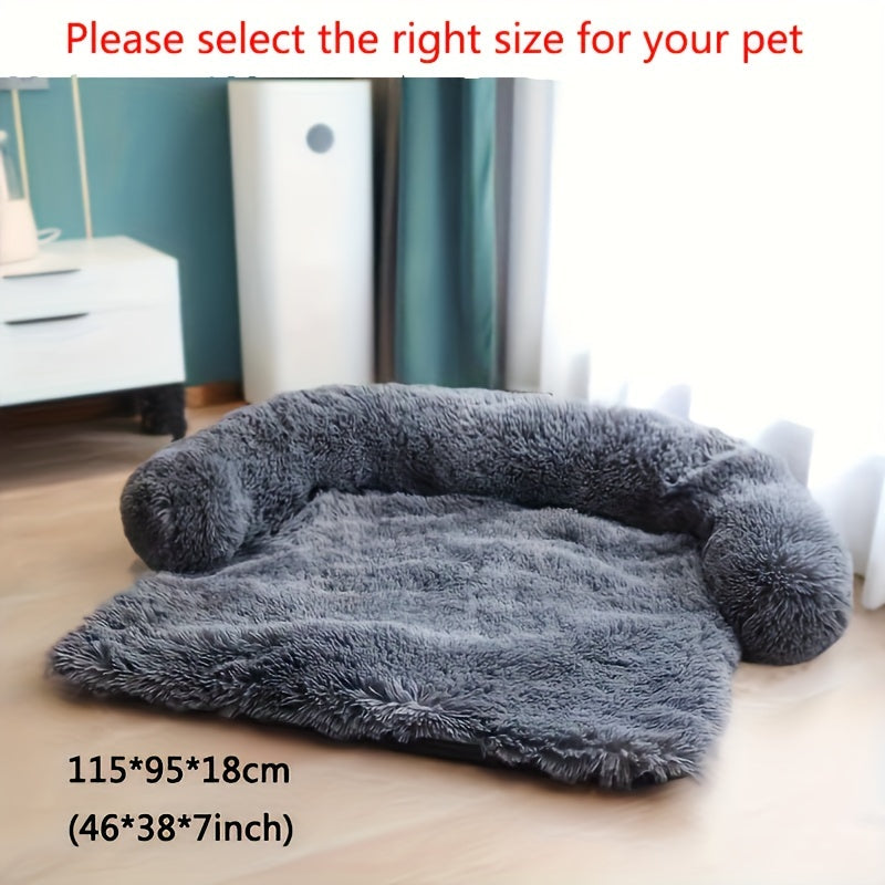 Pet Plush Sofa Bed with Neck Cushion