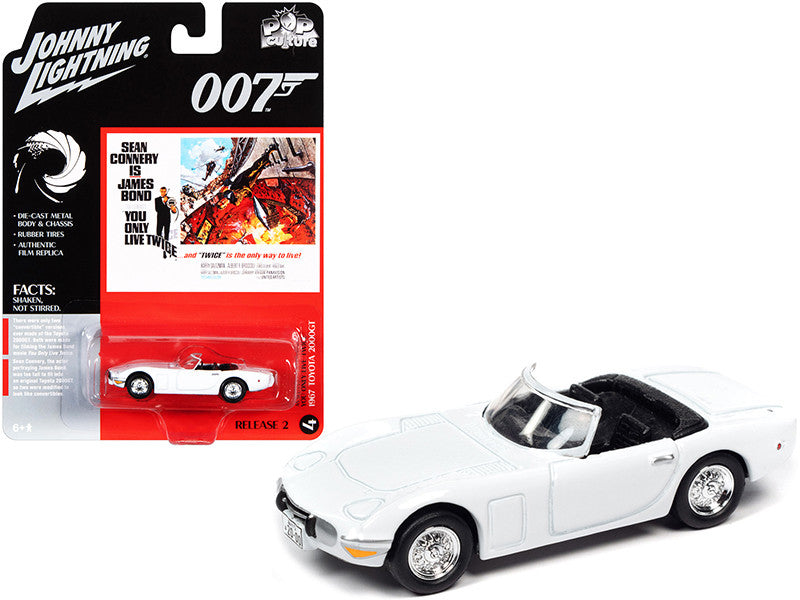 1967 Toyota 2000GT Convertible White (James Bond 007) "You Only Live Twice" (1967) Movie "Pop Culture" Series 1/64 Diecast Model Car by Johnny Lightning-0