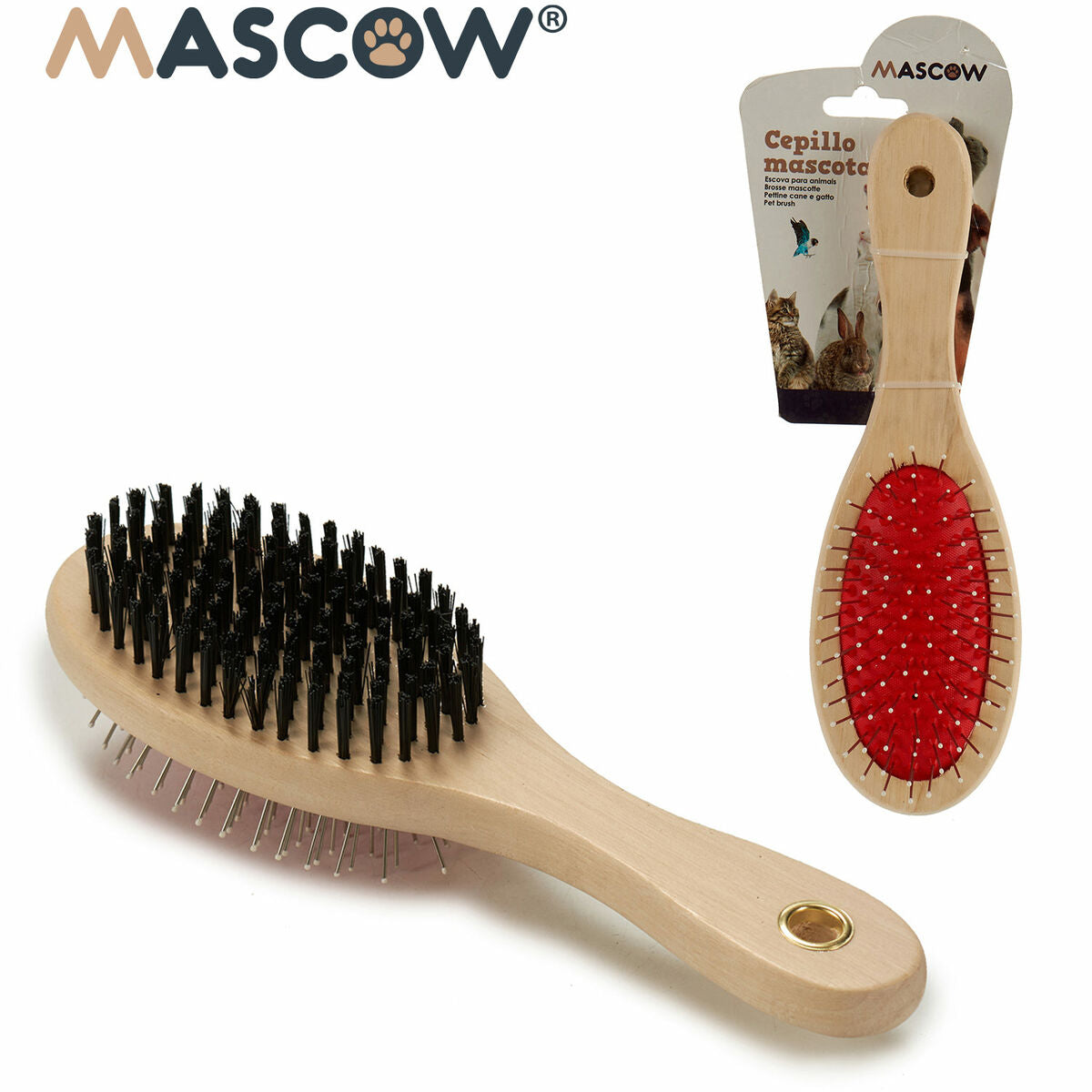 Dog Brush Mascow Brown Black Red 7 x 22,5 x 5 cm (12 Units)